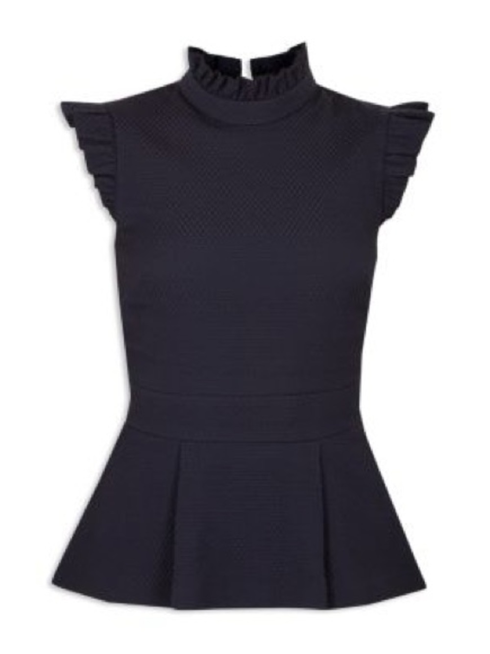 Ted Baker Bubbl Ruffled High Neck Top blue size 3